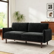 Christopher Knight Home Modern 75.75" Loveseat Sofa, Chenille Couch with Cushion and Wooden Legs, Black