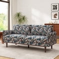 thumbnail image 1 of Christopher Knight Home Modern 75.75" Loveseat Sofa, Chenille Couch with Cushion and Wooden Legs, Green Floral, 1 of 13