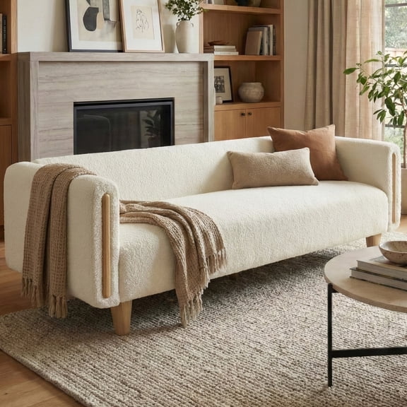 Christopher Knight Home 78.7" Modern Sofa with Rubberwood Legs and Stylish Armrests, 3 Seats, Beige