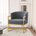 thumbnail image 1 of Christopher Knight Home Modern Accent Chair with Gold Metal Frame, Faux Rabbit Fur Upholstery, Gray, 1 of 9