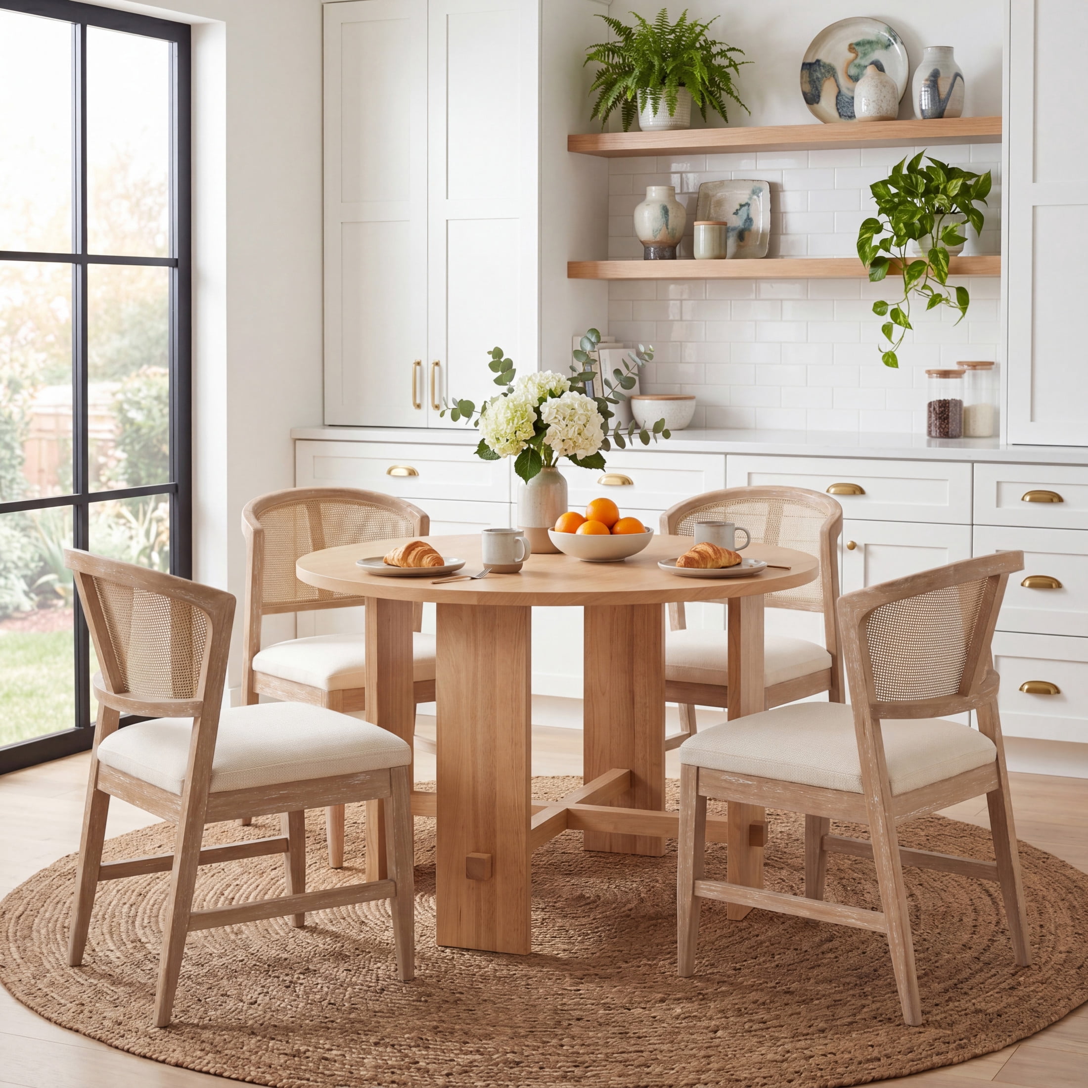Christopher Knight Home Modern Armless Dining Chairs with Cane Back, Wood Frame, Natural, Set of 4