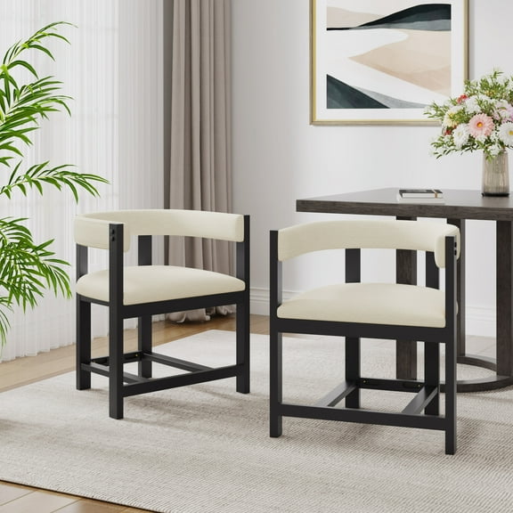 Christopher Knight Home Modern Barrel Dining Chairs, Upholstered Armchairs, Solid Wood, Natural, Set of 2
