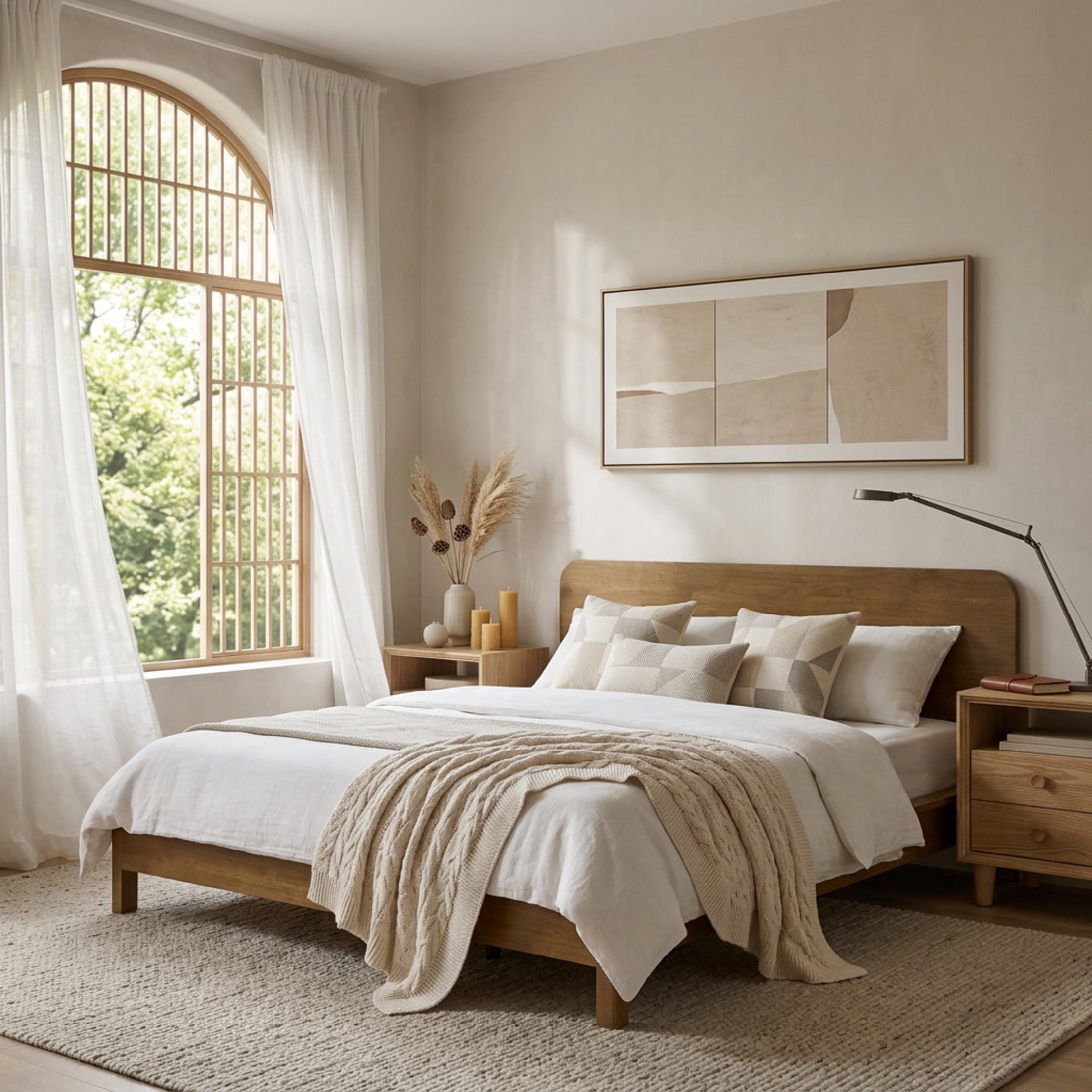 Christopher Knight Home Modern Bedroom Set, Wood King Platform Bed with 2 Nightstands, Natural