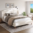 thumbnail image 1 of Christopher Knight Home Modern California King Boucle Upholstered Bed, Platform Bed with Wingback Headboard, White, 1 of 12