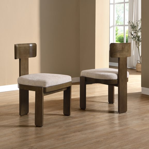 Christopher Knight Home Modern Chenille Upholstered Dining Chairs, Beige, Solid Wood, Set of 2