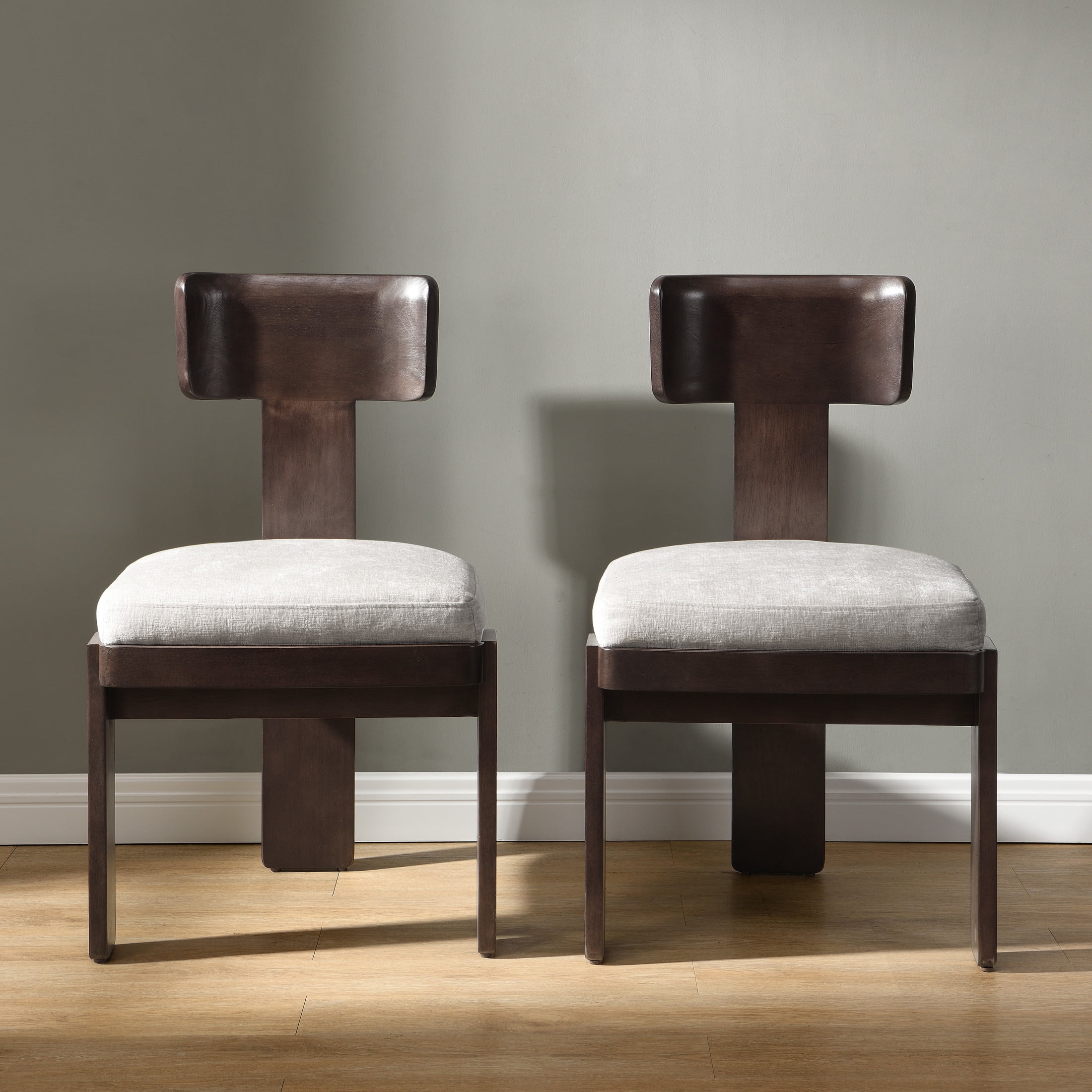Christopher Knight Home Modern Chenille Upholstered Dining Chairs, Grey, Solid Wood, Set of 2