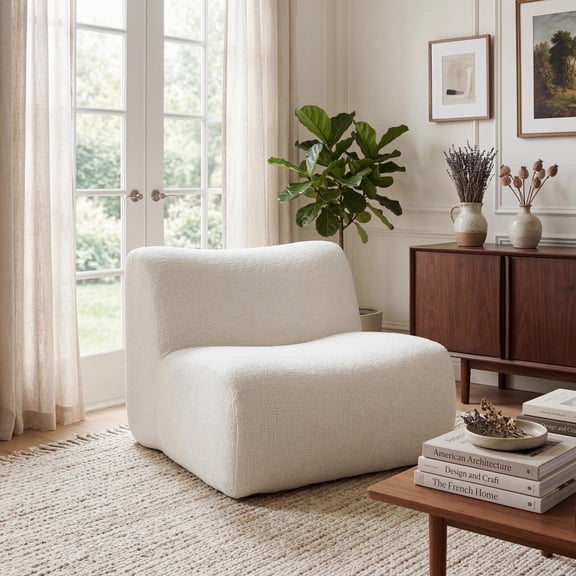 Christopher Knight Home Modern Compressed Modular Single Sofa Chair, Curved Armless Design, Beige