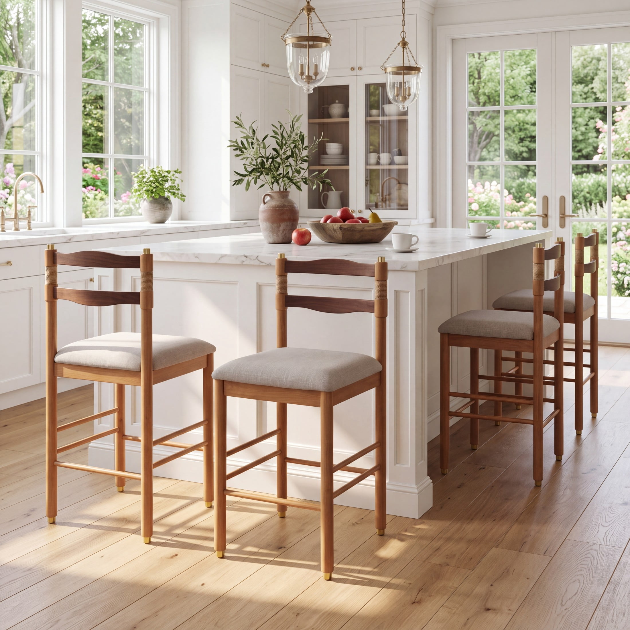 Christopher Knight Home Modern Counter Stools with Beige Upholstered ...