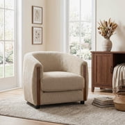 Christopher Knight Home Modern Curved Upholstered Barrel Accent Chair, Removable Cushion, Oatmeal