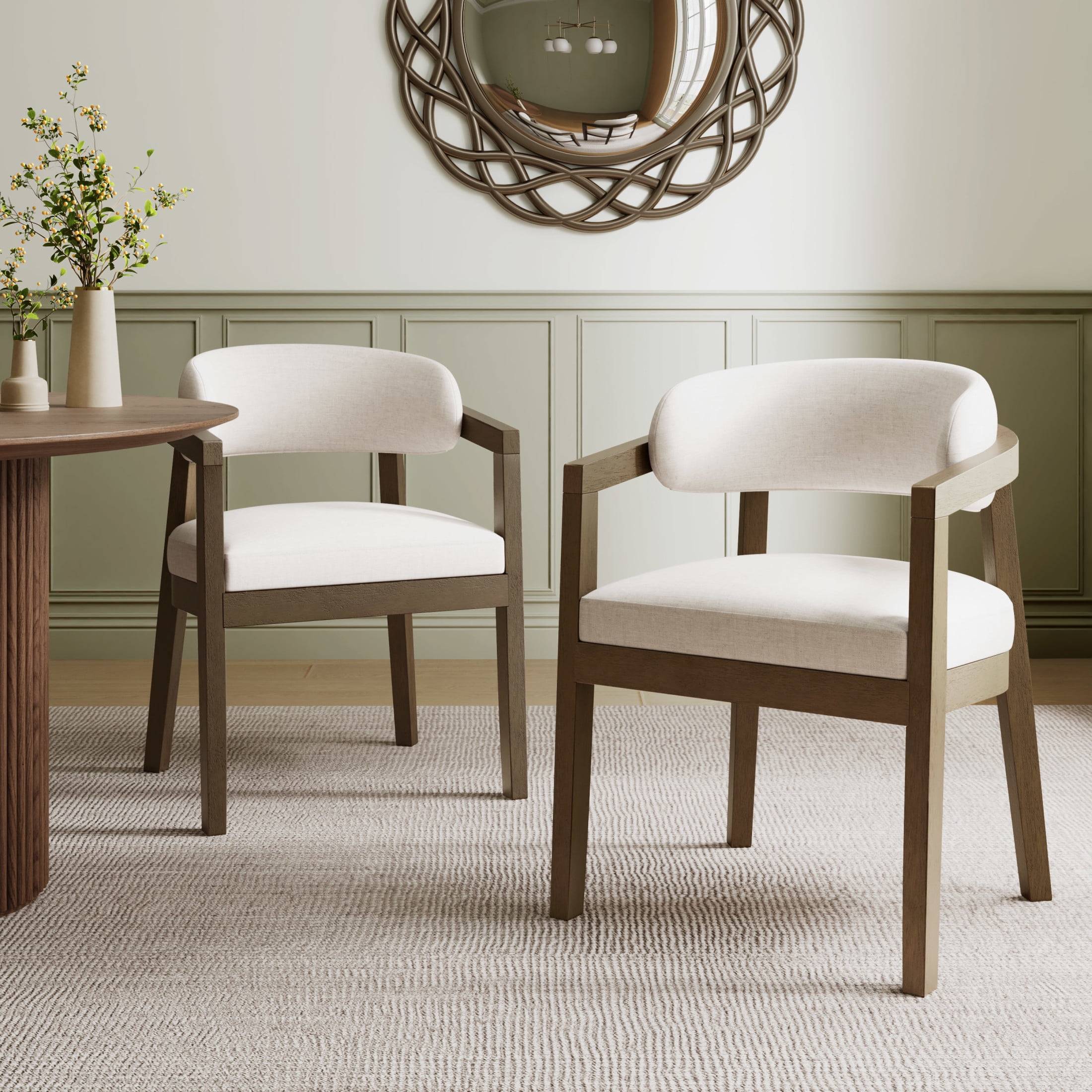 Christopher Knight Home Modern Dining Chairs, Open-Back, Solid Wood Frame, Walnut, Set of 2