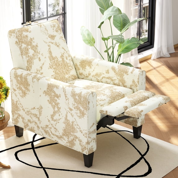 Christopher Knight Home Modern Floral Fabric Recliner Chair with Adjustable Backrest & Solid Wood Legs, Yellow