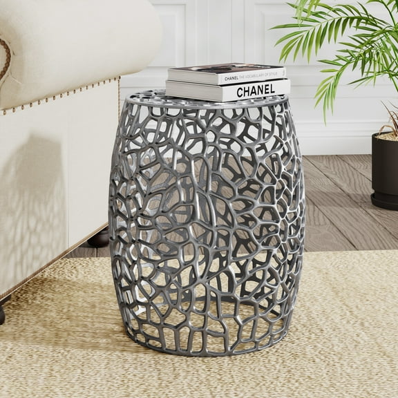 Christopher Knight Home Modern Industrial 15" Aluminum Accent Table, Silver Nickel