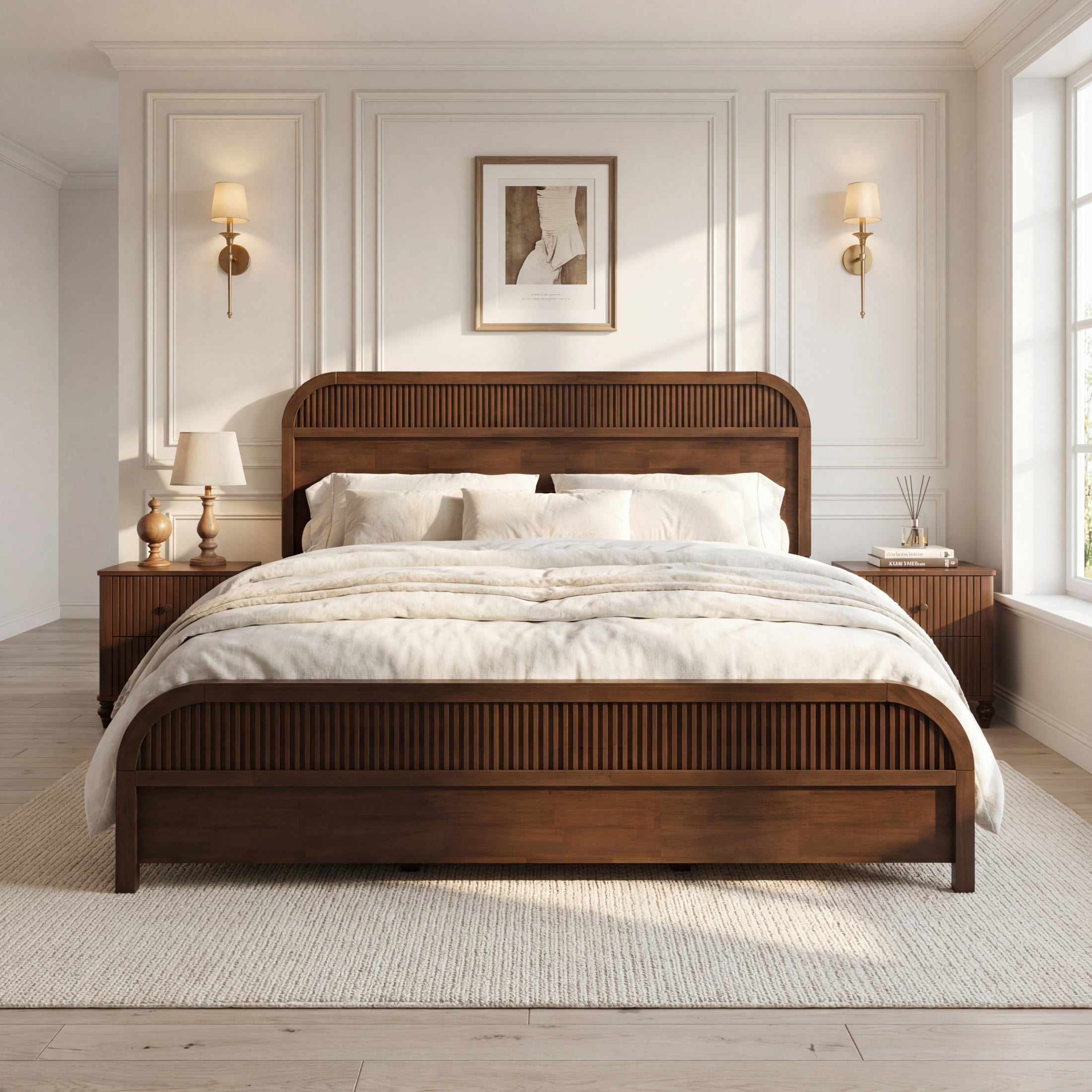 Christopher Knight Home Modern King Size Wooden Platform Bed Frame with Headboard, Wenge Finish