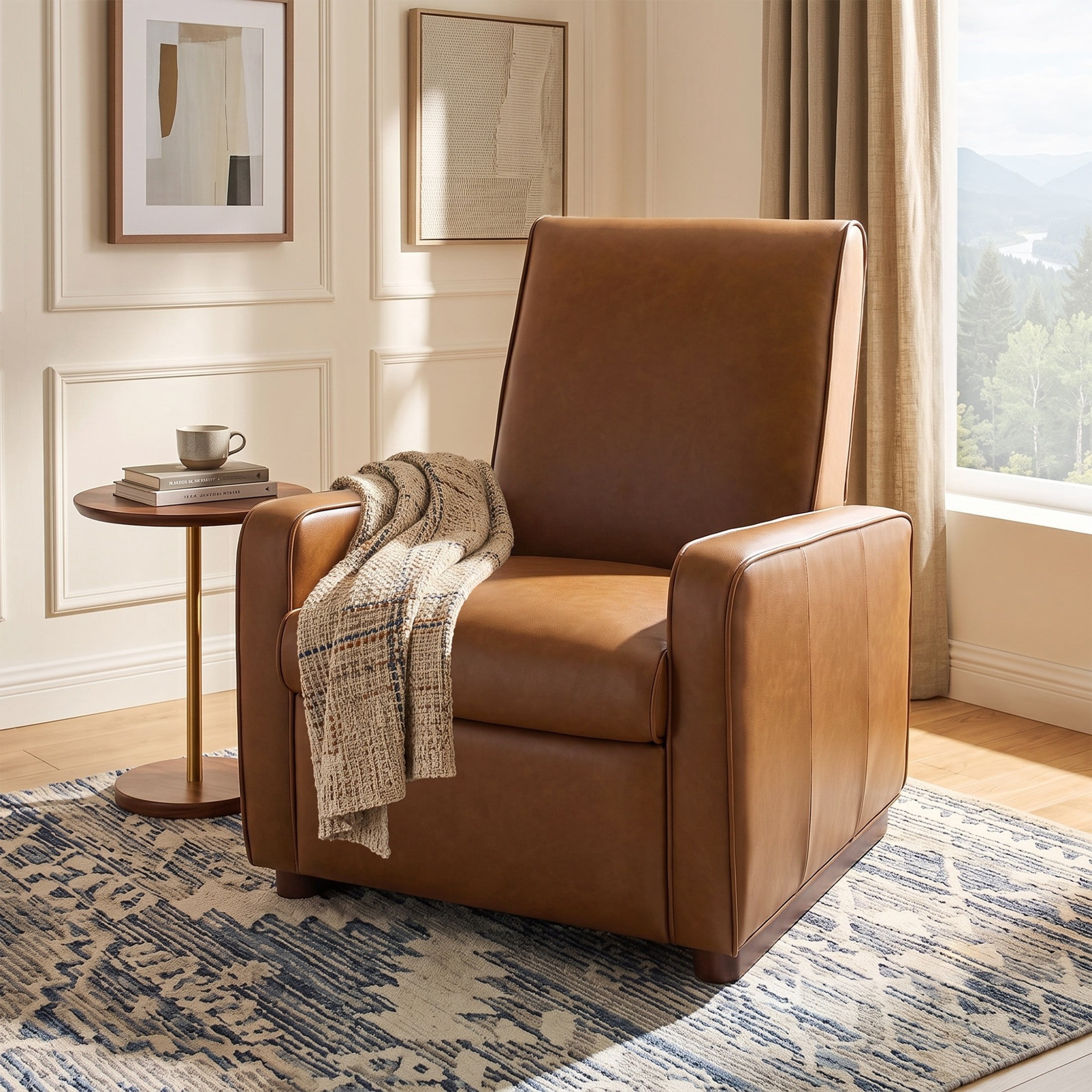 Christopher Knight Home Modern Manual PU Leather Recliner Chair, 2-Position Adjustable Back, Orange