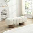 thumbnail image 1 of Christopher Knight Home Modern Mid-Century 50" Chenille Tufted Ottoman Bench, Faux Wood Legs, Beige, 1 of 7