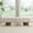 thumbnail image 1 of Christopher Knight Home Modern Mid-Century 64" Faux Fur Tufted Ottoman Bench, Faux Wood Legs, Beige, 1 of 7