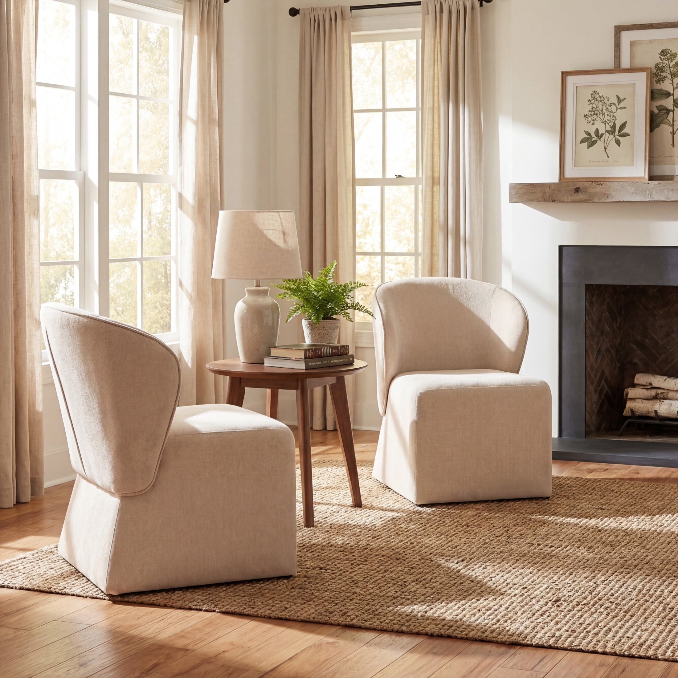 Christopher Knight Home Modern Minimalist Upholstered Accent Dining Chair, Beige, Set of 2