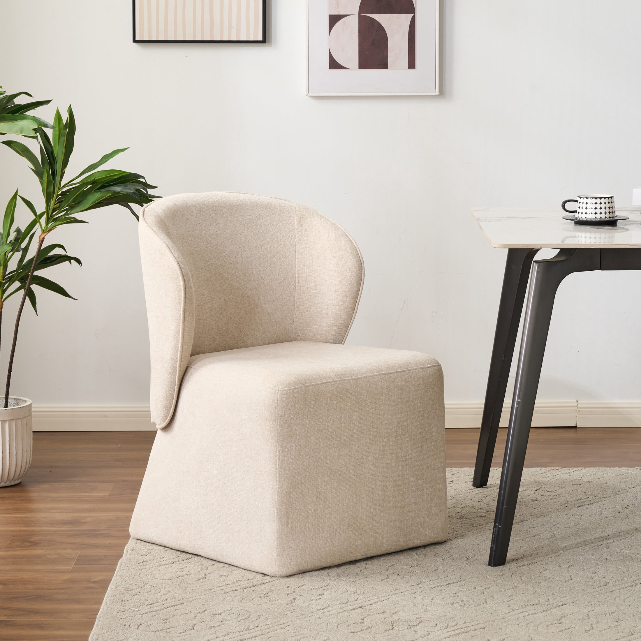 Christopher Knight Home Modern Minimalist Upholstered Accent Dining Chair, Beige