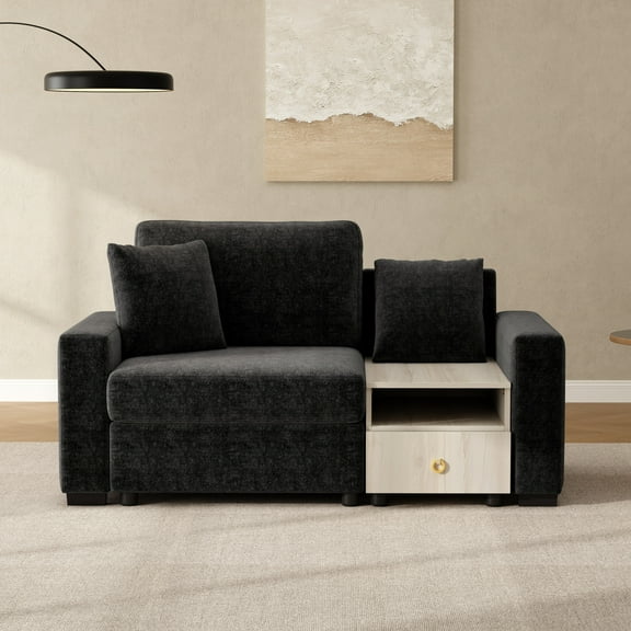 Christopher Knight Home Modern Modular Sofa with Storage Armrest & Center Console, Black