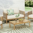 thumbnail image 1 of Christopher Knight Home Modern Outdoor 2 Piece Woven Rope Loveseat Coffee Table Set with Cushions, Solid Wood, Beige, 1 of 11