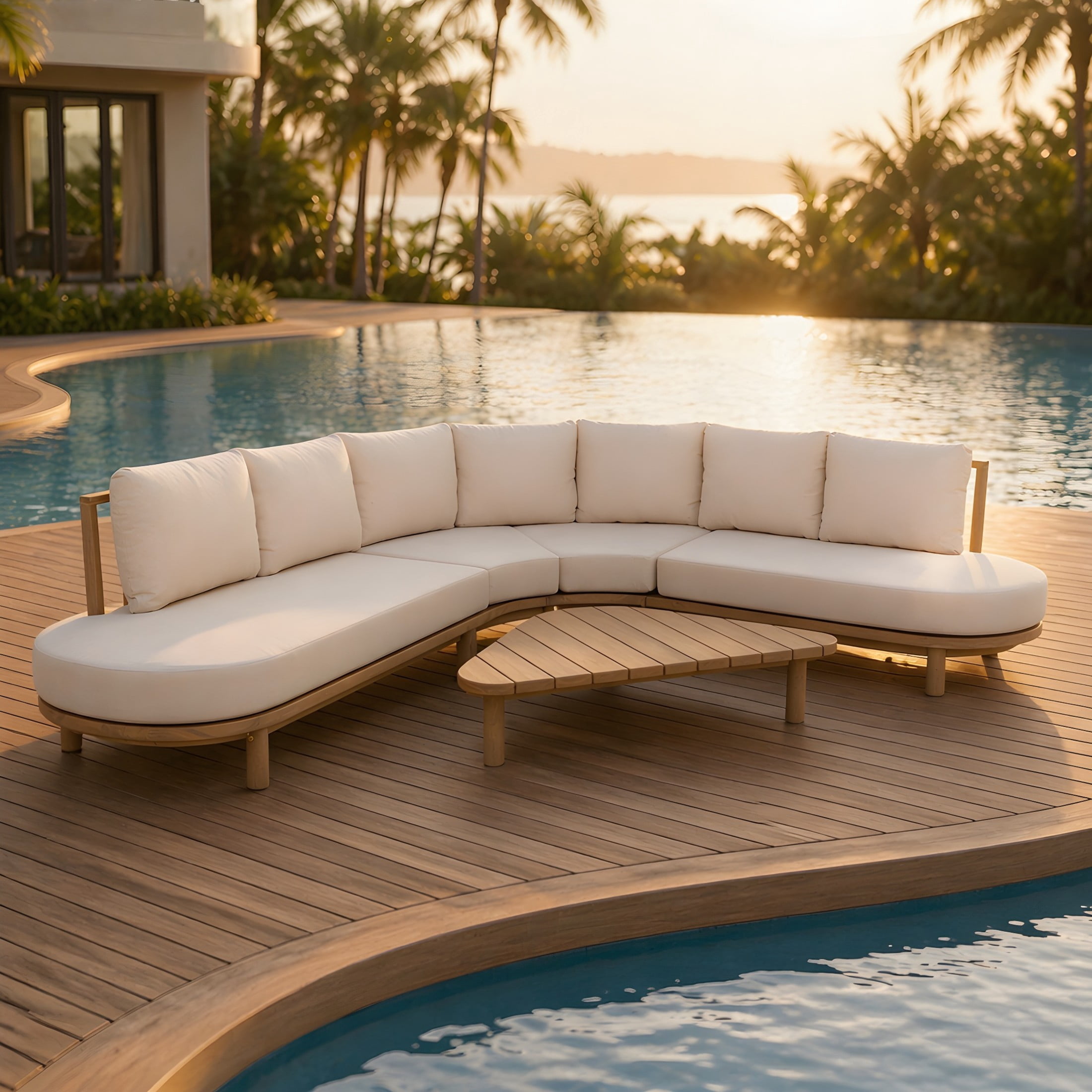 Christopher Knight Home Modern Outdoor Conversation Set with Table and Cushions, Beige+Brown