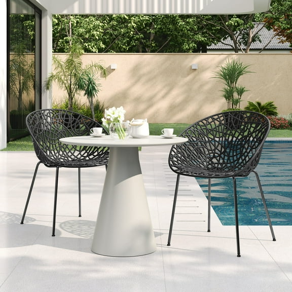 Christopher Knight Home Modern Outdoor Dining Chairs, Openwork Design, Black, Set of 2