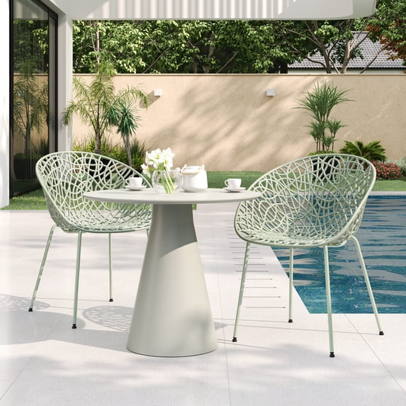 Christopher Knight Home Modern Outdoor Dining Chairs, Openwork Design, Green, Set of 2