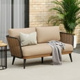 thumbnail image 1 of Christopher Knight Home Modern Outdoor Wicker Loveseat with Waterproof Cushions, Metal Frame, Beige, 1 of 10