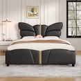 thumbnail image 1 of Christopher Knight Home Modern PU Upholstered Full Bed Frame with Butterfly Headboard, Wood Frame, Black, 1 of 9