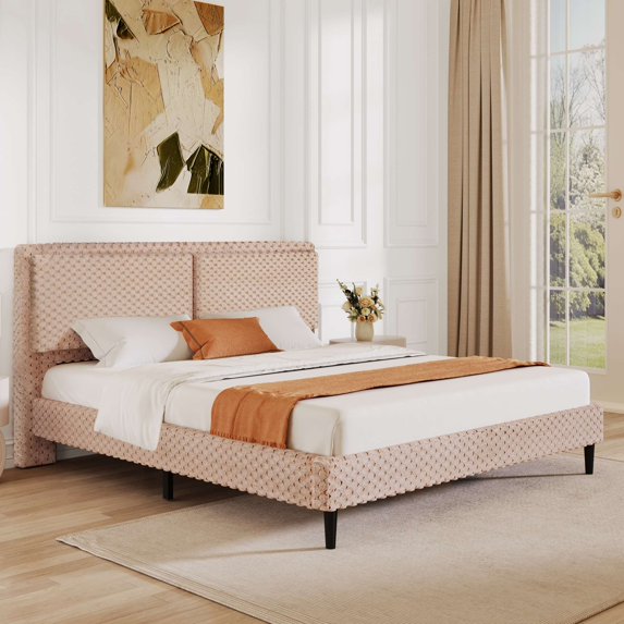 Christopher Knight Home Modern Plush Queen Bed Frame with Soft Padded ...
