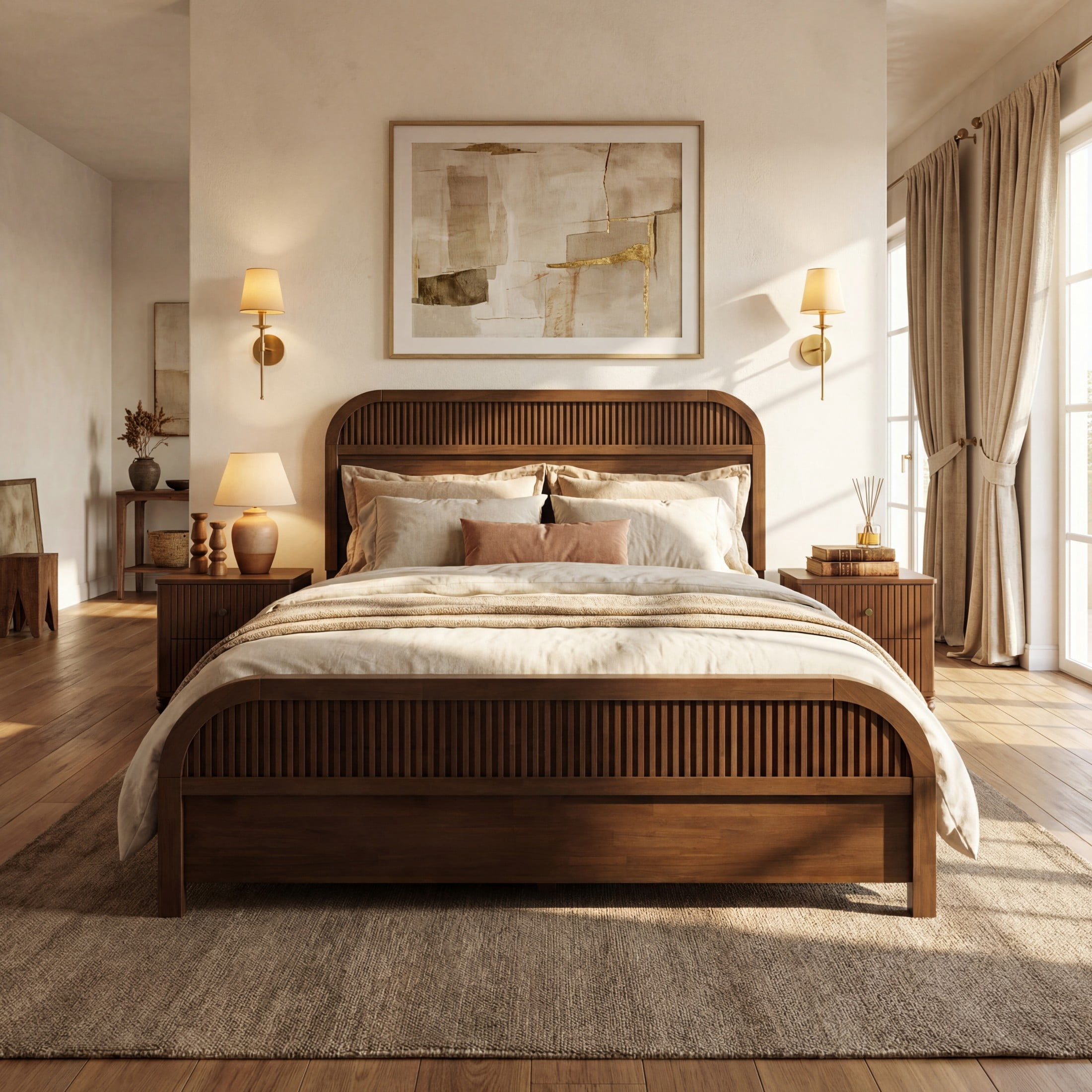 Christopher Knight Home Modern Queen Size Wooden Platform Bed Frame with Headboard, Wenge Finish