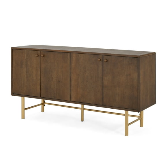 Christopher Knight Home Modern Scandinavian 4-Door Sideboard, Storage Cabinet with Adjustable Shelves, Walnut