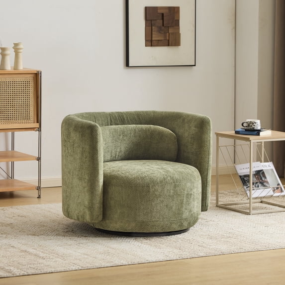 Christopher Knight Home Modern Swivel Accent Armchair, Round Design with Lumbar Pillow, Metal Base, Green