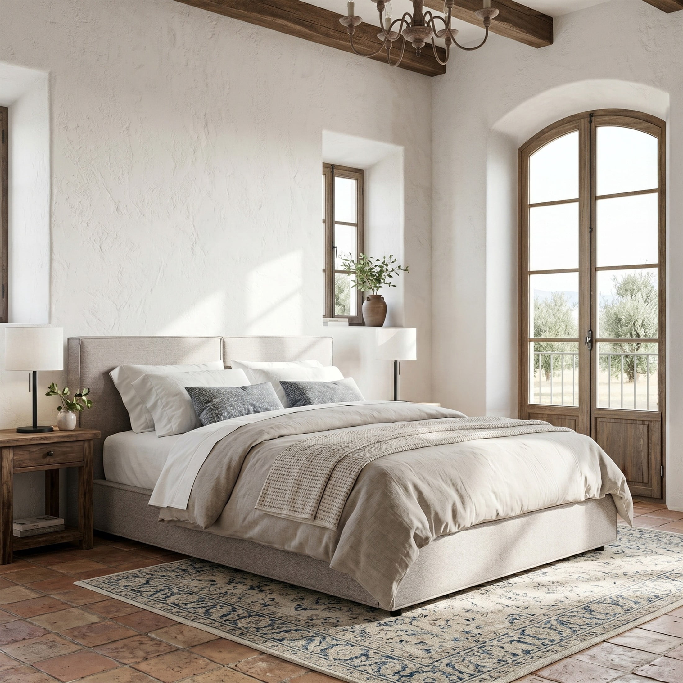 Christopher Knight Home Modern Tufted Queen Upholstered Platform Bed, Biscuit Stitching Headboard, Beige