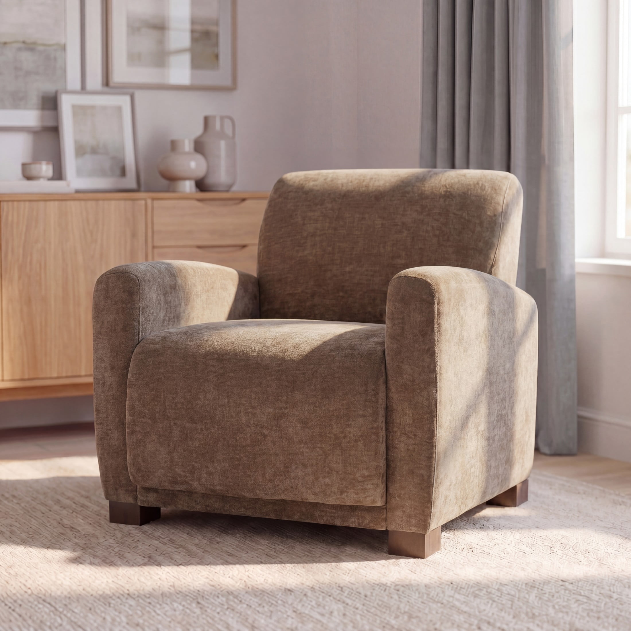 Christopher Knight Home Modern Upholstered Accent Arm Chair for Living Room Bedroom, Brown