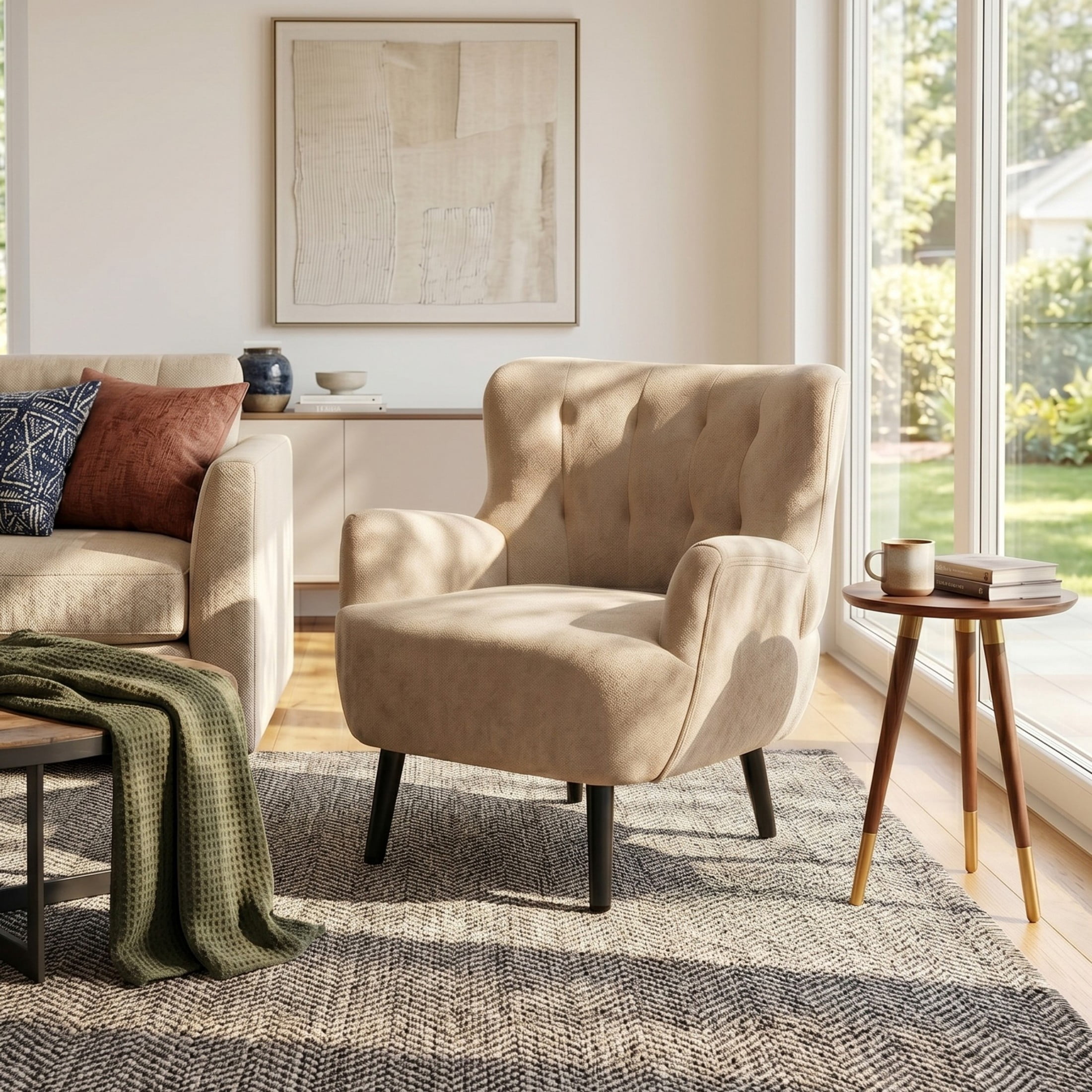 Christopher Knight Home Modern Upholstered Accent Club Chair with Round Arms, Wooden Legs, Brown