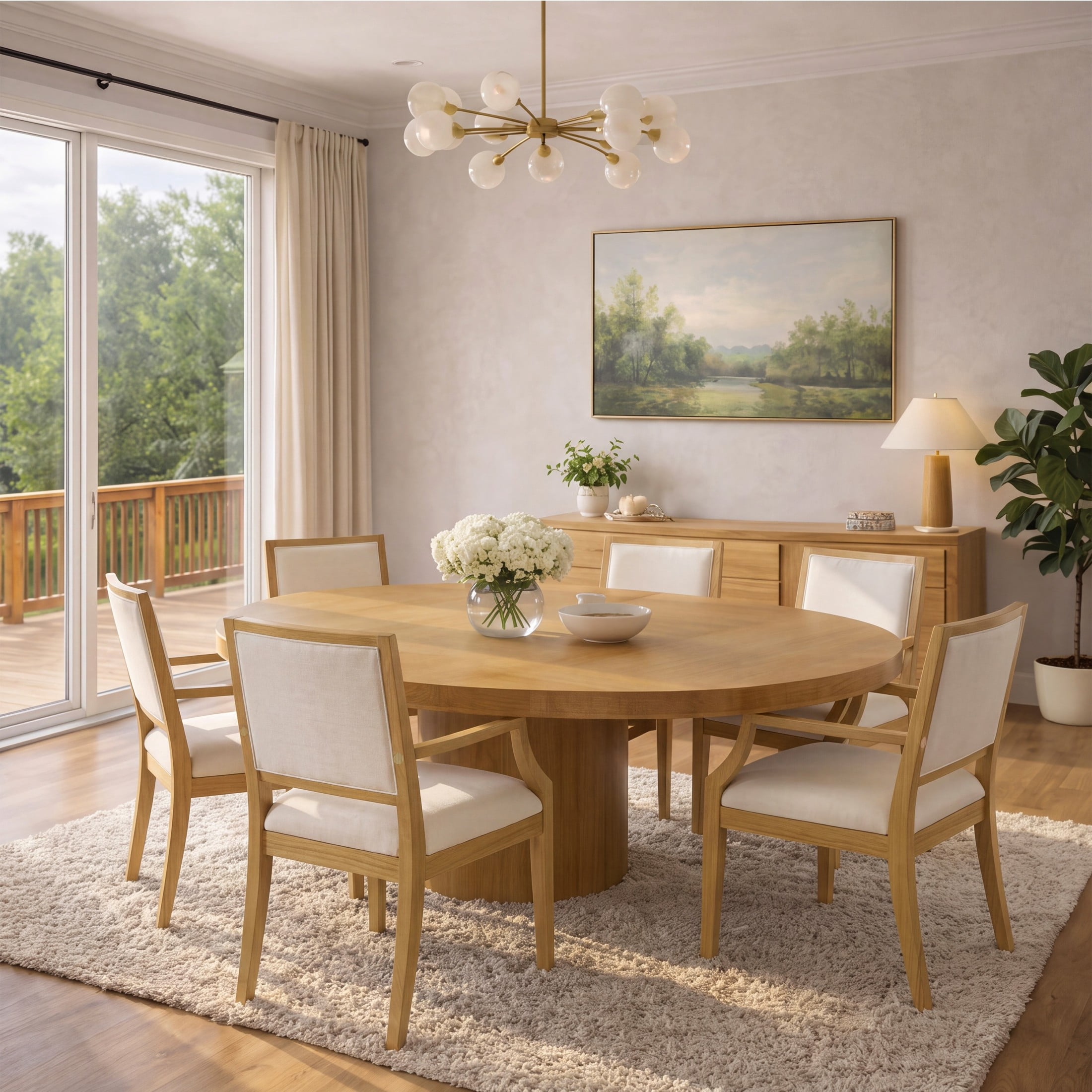 Christopher Knight Home Modern Upholstered Arm Dining Chairs, Rubberwood Frame, Beige+Natural, Set of 6