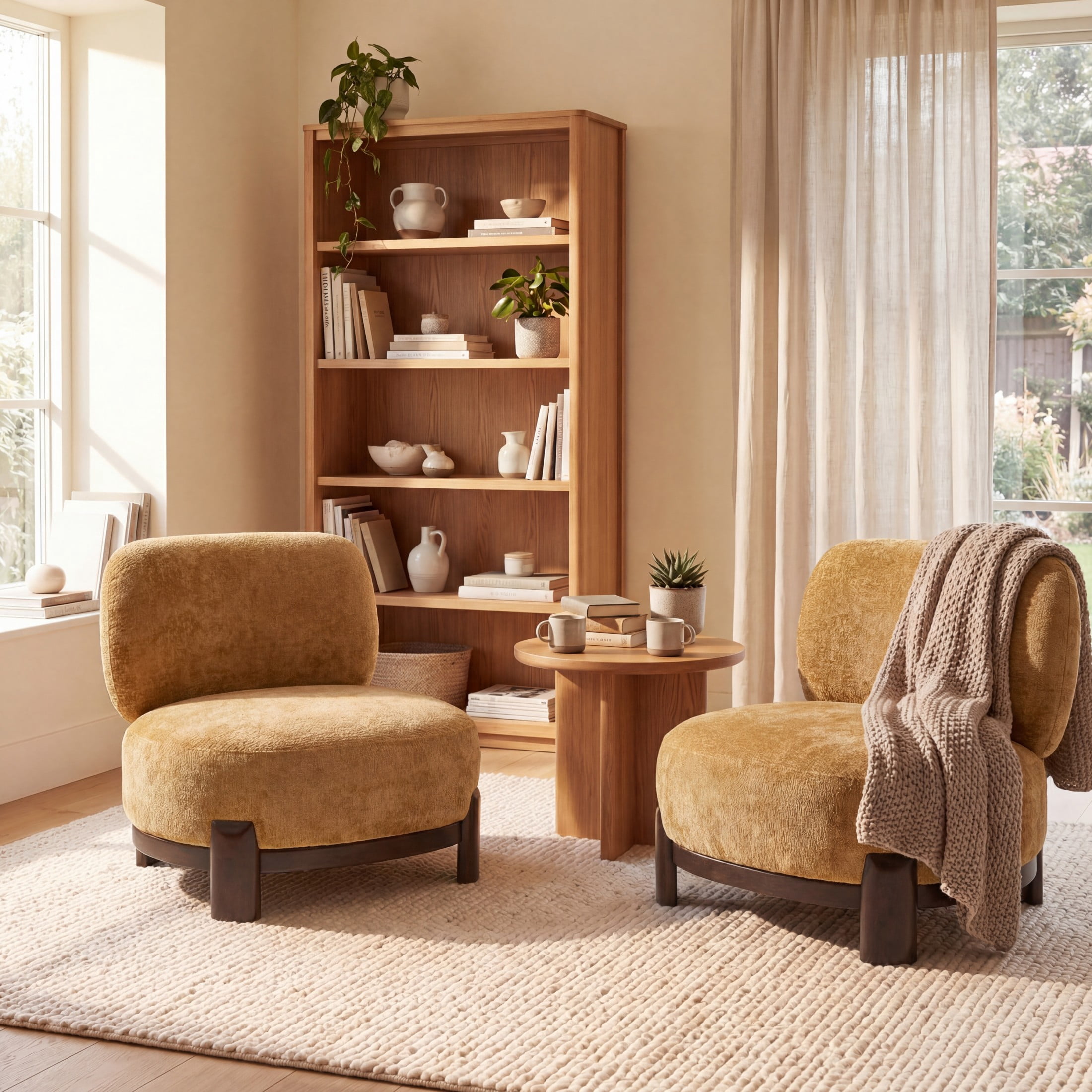 Christopher Knight Home Modern Upholstered Armless Accent Chair with Wood Legs, Wide Seat, Pumpkin Yellow, Set of 2