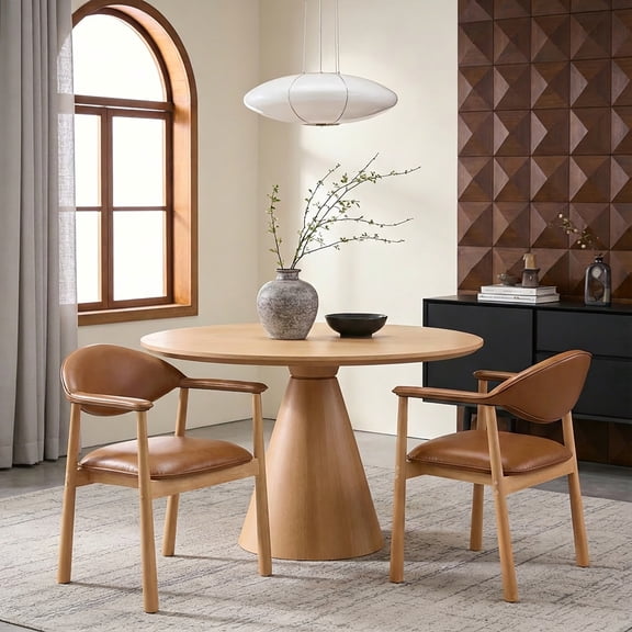 Christopher Knight Home Modern Upholstered Dining Chairs Set of 2 with Curved Back, Brown Natural
