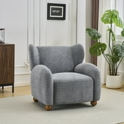 Christopher Knight Home Modern Wingback Accent Chair, Boucl  Upholstery with Round Legs, Dusty Blue