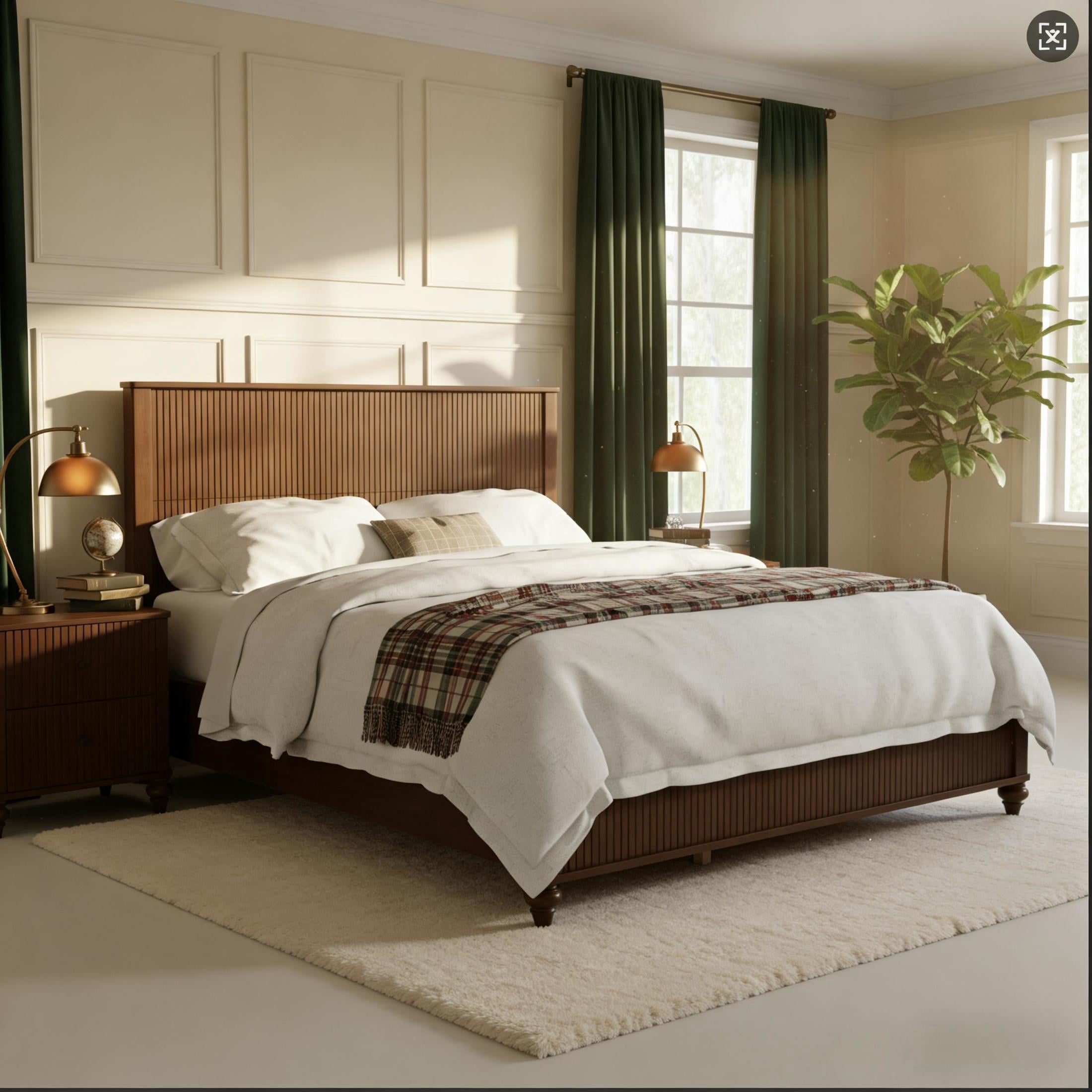 Christopher Knight Home Modern Wooden King Bed Frame with Grooved Headboard and Footboard, Walnut
