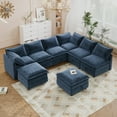 thumbnail image 1 of Christopher Knight Home Modular 8-Piece Sectional Sofa with Hidden Storage, Dual-Layer Cushions, Blue, 1 of 6