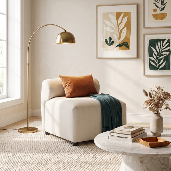 Christopher Knight Home Upholstered Modular Armless Sectional Chair, Round-Back with Deep Cushions, Beige