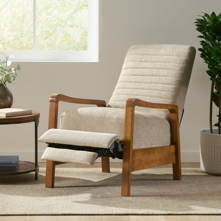 Christopher Knight Home Munro Channel Stitch Pushback Recliner by Teak + Sand Fabric, MDF