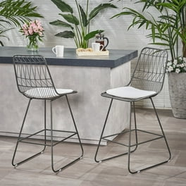 Christopher Knight Home Starla Outdoor Aluminum and Wicker 29.5 Inch Barstools Set of 2 by N A Black Walmart