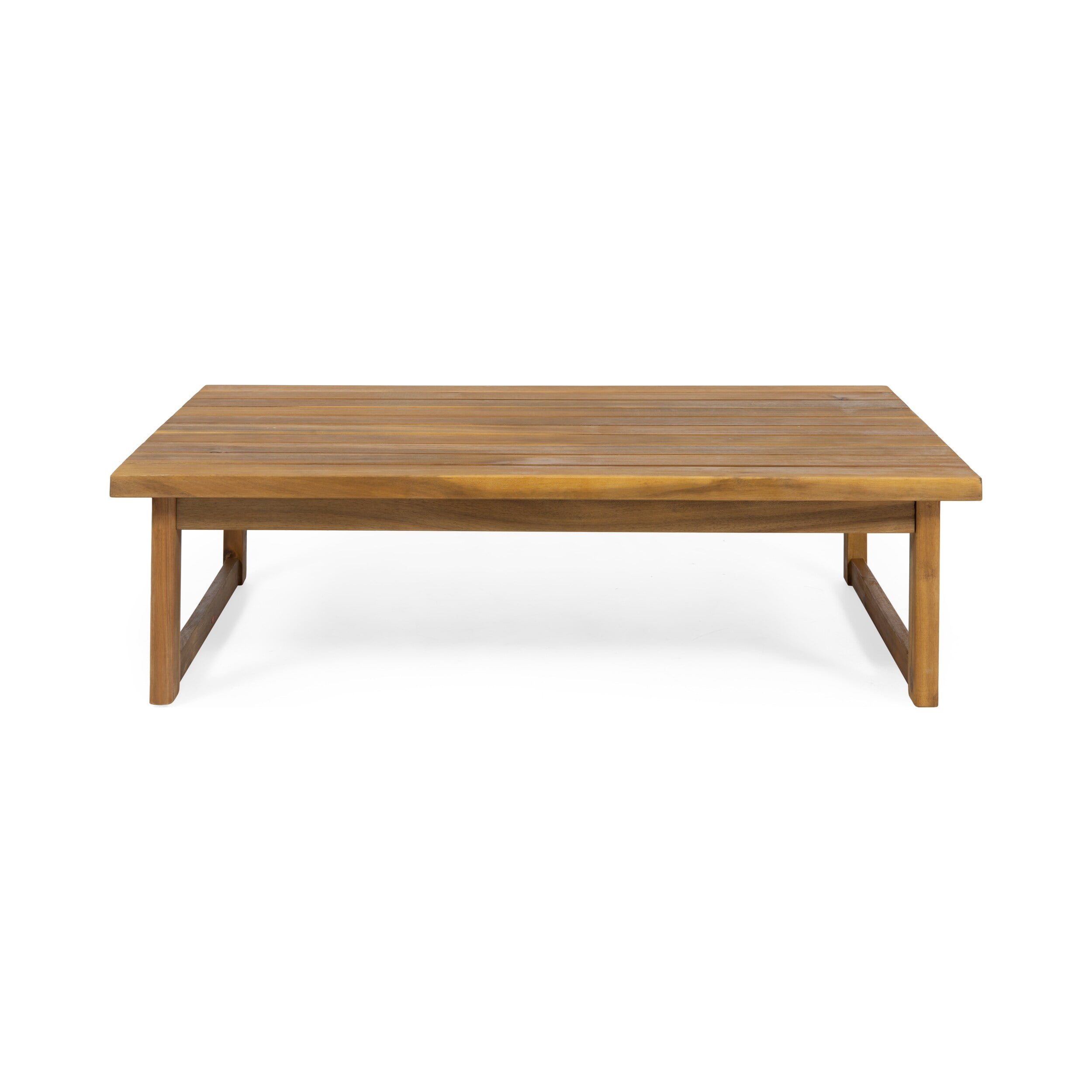Teak Finish Acacia Wood Outdoor Coffee Table with Slat Design