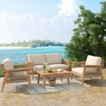 thumbnail image 1 of Christopher Knight Home Outdoor 4-Piece Conversation Set, Wood Frame, Rope Weave Design, Beige Cushions, 1 of 13