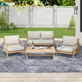 thumbnail image 1 of Christopher Knight Home Outdoor 4-Piece Wood Conversation Set with Beige Cushions, 1 of 13