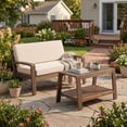 thumbnail image 1 of Christopher Knight Home Outdoor Acacia Wood Loveseat and Coffee Table Set with Cushions, Gray+Beige, 1 of 13