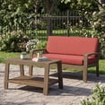 thumbnail image 1 of Christopher Knight Home Outdoor Acacia Wood Loveseat and Coffee Table Set with Cushions, Gray+Red, 1 of 13